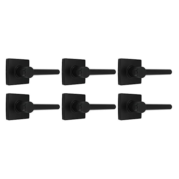 Shield Security Straight Square Rose Keyless Passage Door Lever In Matte Black 6-Pack