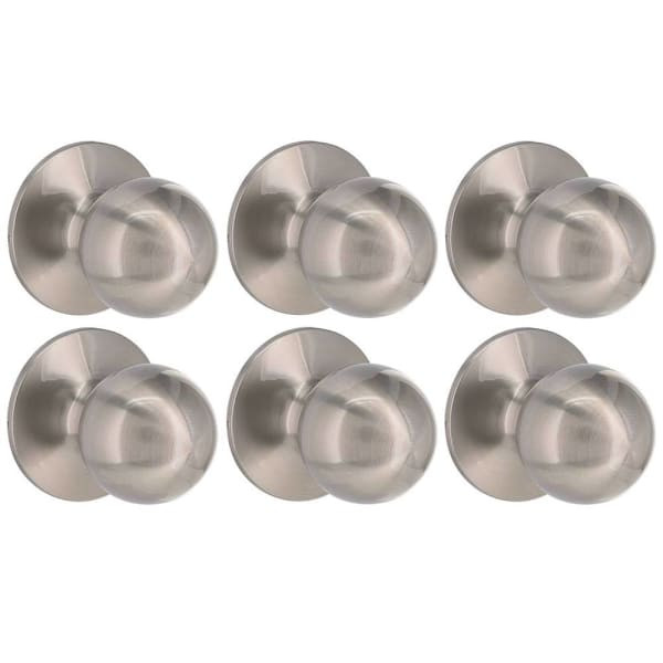 Shield Security Ball Keyless Passage Door Knob In Satin Nickel 6-Pack
