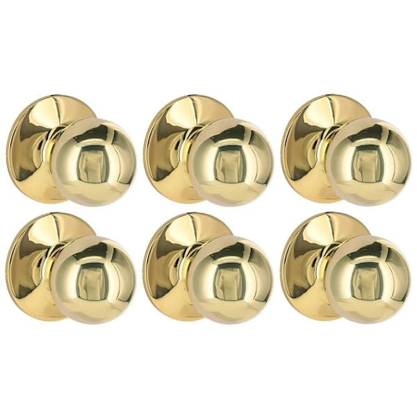 Shield Security Ball Keyless Passage Door Knob In Bright Brass 6-Pack