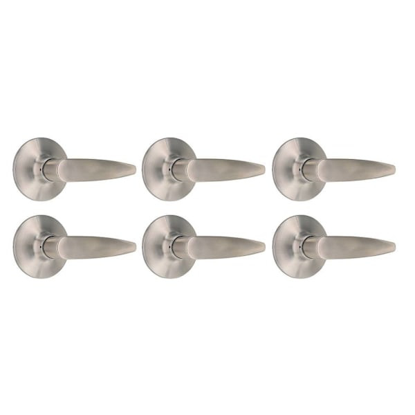 Shield Security Straight Keyless Passage Door Lever In Stainless Steel 6-Pack