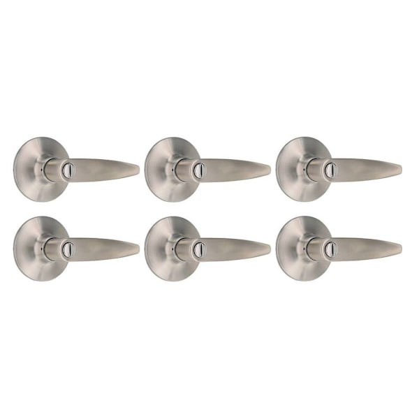 Shield Security Straight Turn Button Privacy Door Lever In Stainless Steel 6-Pack