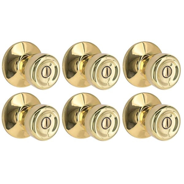 Shield Security Tulip Turn Button Privacy Door Knob In Bright Brass 6-Pack