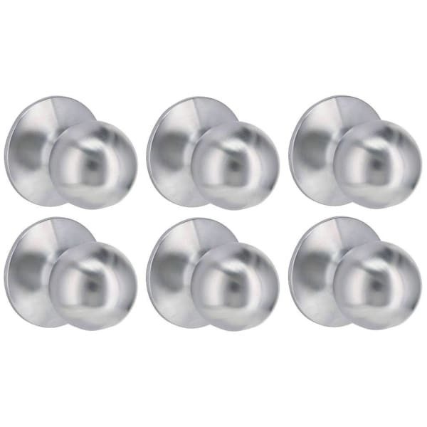 Shield Security Ball Keyless Passage Door Knob In Satin Chrome 6-Pack