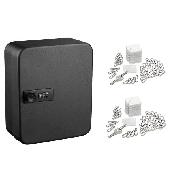 Adir Office Steel Heavy-Duty 30-Key Cabinet W/Comb Lock Black W/100 Key Tag