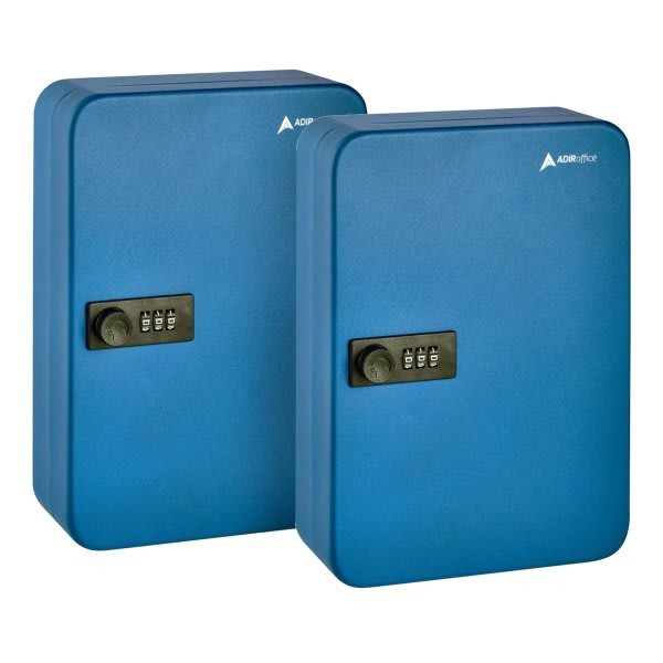 Adir Office Steel Secure 48-Key Cabinet W/Combination Lock Blue