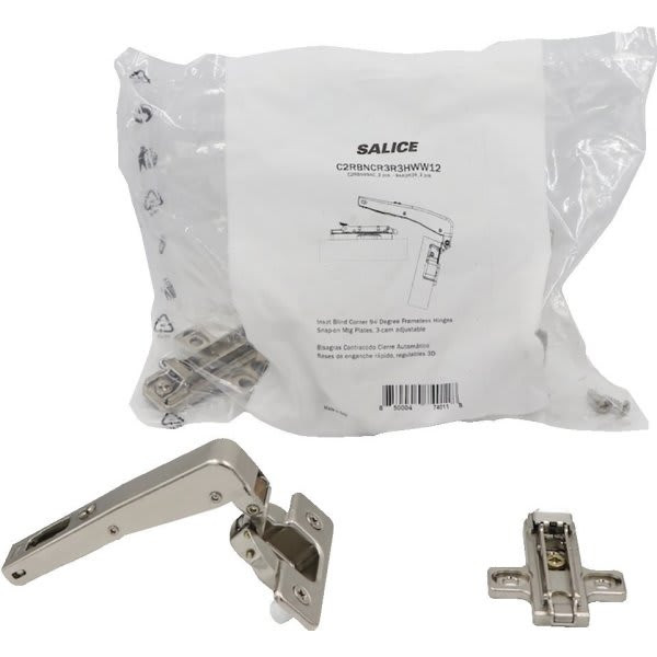 Salice Blind Corner Self Closing Euro Hinge, Dowels, Package Of 2