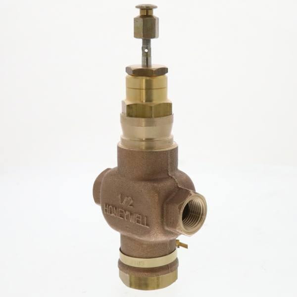 Honeywell Valve Globe 2 Way 1/2" Npt 4.7 Cv Red Brass Body Stem Down To Close