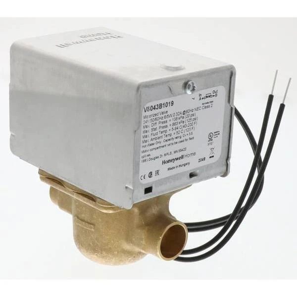Honeywell Valve Zone 2 Way 1/2" Sweat 24vac 1/2" Sweat 24v Spring Return
