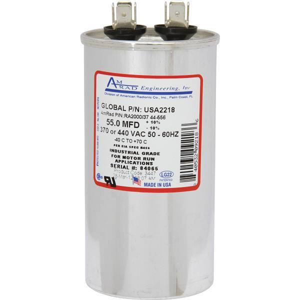 Amrad Engineering 55 MFD 370/440 VAC Round Motor Run Capacitor
