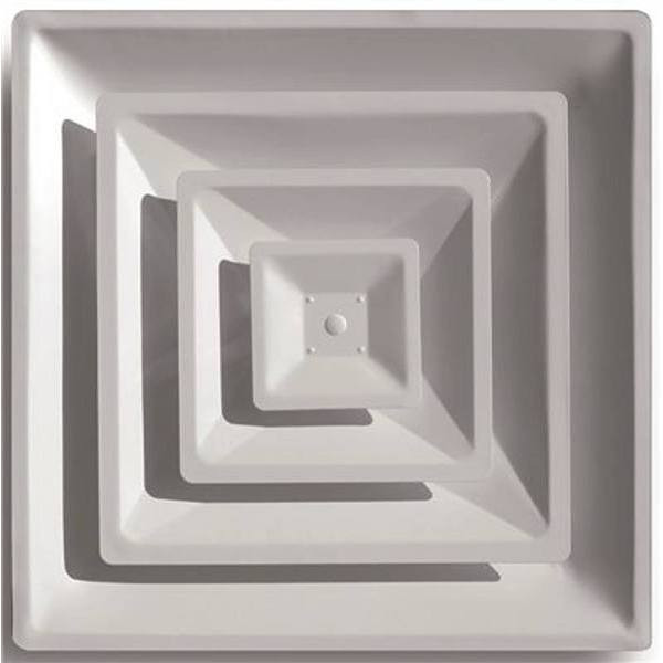 Truaire Ceiling Diffuser 24" X 24" T-Bar 3-Cone Step Down W/ 8" Collar In White