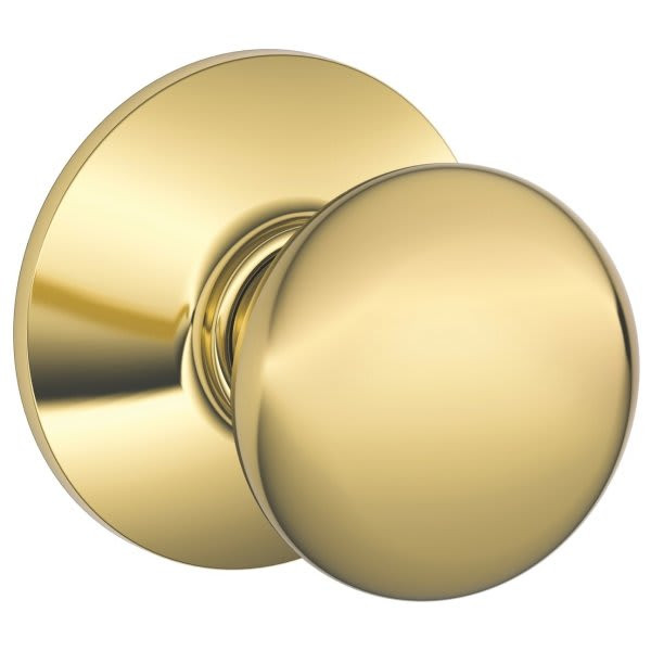 Schlage F-Series Lock F10 Passage Plymouth Knob Style Lifetime (Bright Brass)