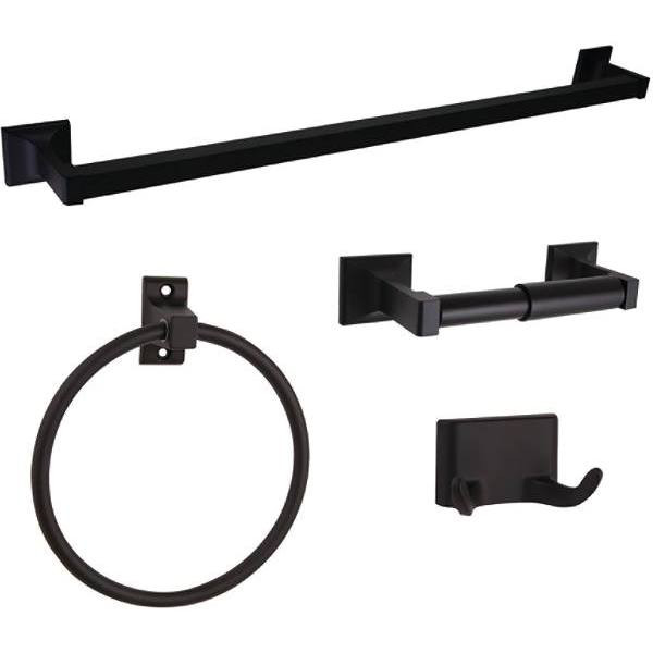 Design House Millbidge Modern 4-Piece Bath Hardware Set (Matte Black)