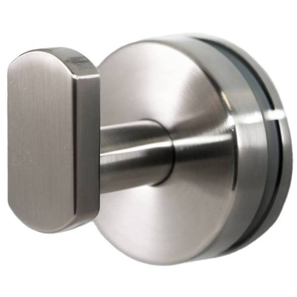 Preferred Bath Anello Single Glass Mount Robe Hook Brushed Nickel