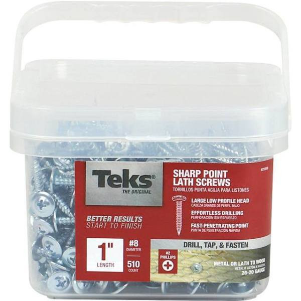 Teks #8-15 X 1 In. Philips Pan Head Sharp Point Lath Screw, Package Of 510