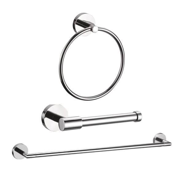 Seasons Westwind Chrome 3 Piece Kit 24" Towel Bar, Toilet Paper Holder, Towel Ring