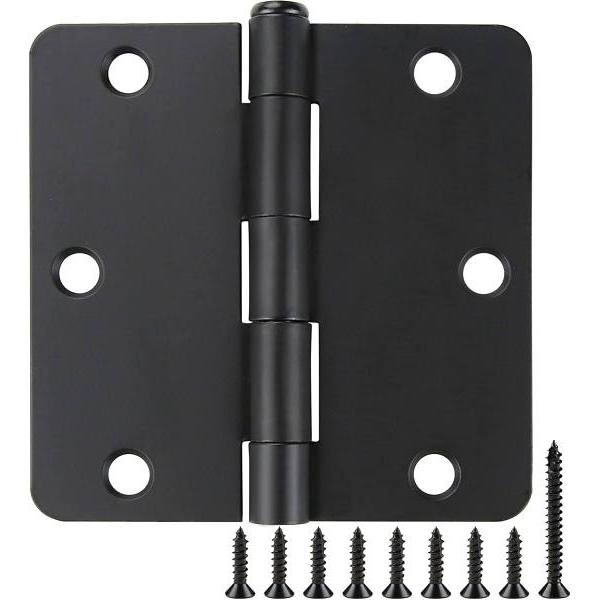 Global Door Controls 3.5 In. X 3.5 In. Hinge 1/4 In. Radius (Matte Black) (2-Pack)