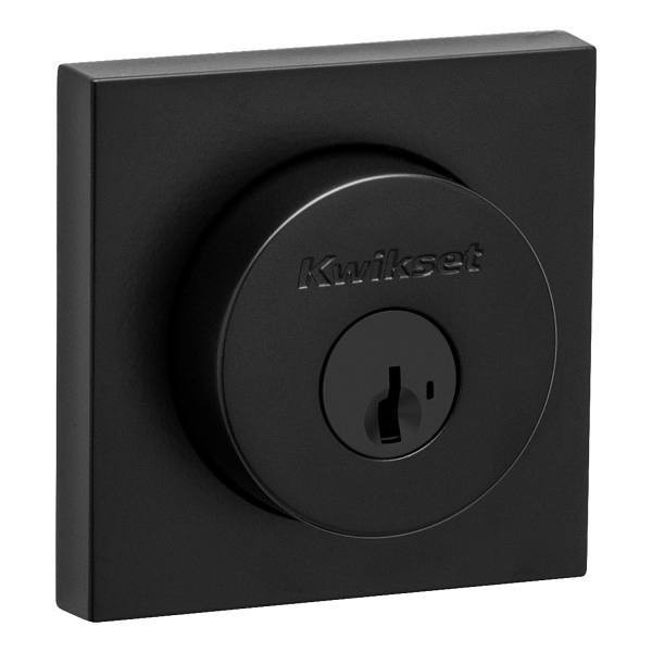 Kwikset Halifax Matte Black Square Single Cylinder Deadbolt