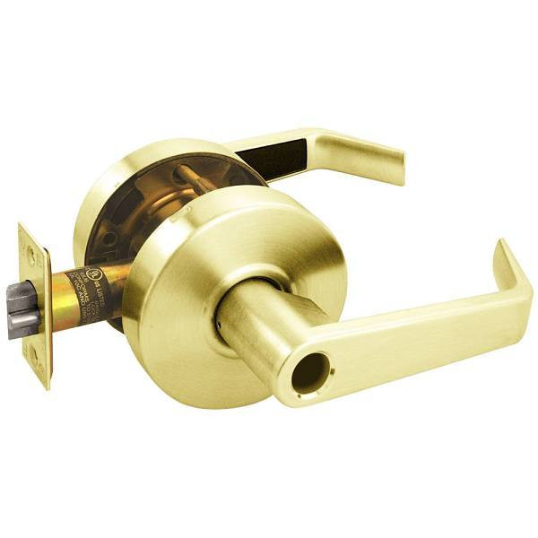Arrow Grade 2 Turn-Pushbutton Entrance Cylindrical Lock, Sierra, Bright Brass