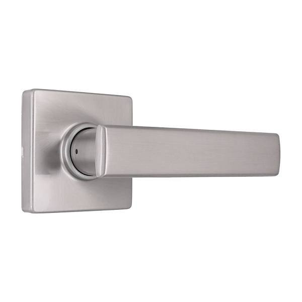 Shield Security Straight Square Rose Keyless Passage Door Lever In Satin Nickel