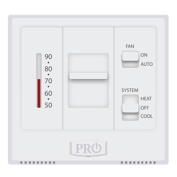 Pro1 Mechanical Thermostat, Non-Programmable, Single Stage, 1 Heat, 1 Cool