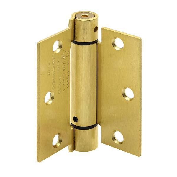 Prime-Line 3-1/2" Spring Door Hinge, Commercial, Satin Brass Package Of 3