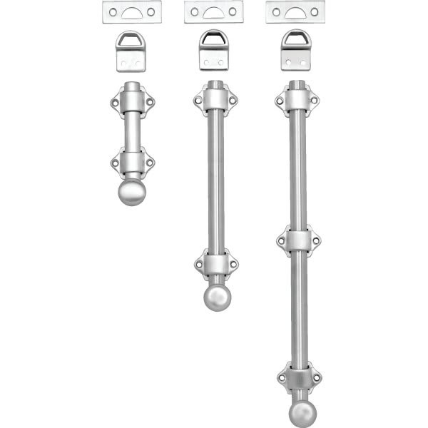 Rockwood 4 In Brass Surface Bolt (Satin Chrome)