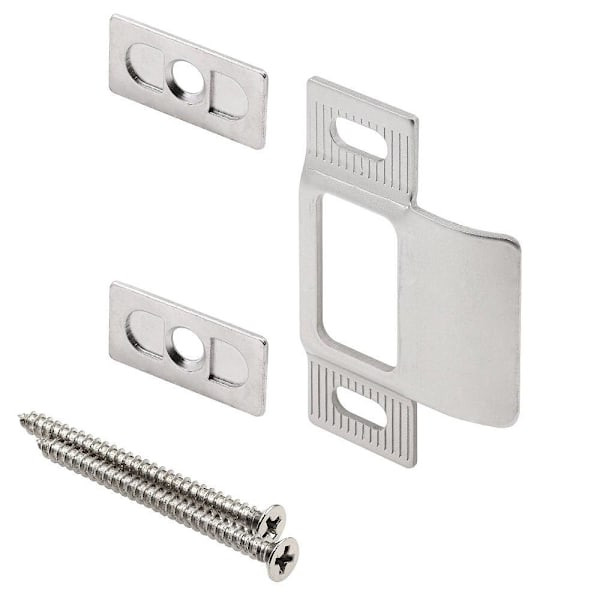 Prime-Line Adjustable Door Strike, 3 Piece, Satin Nickel