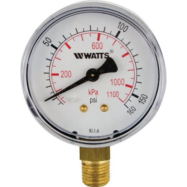 Watts 1/4" Lead Free Pressure Gauge 0 To 160 Psi