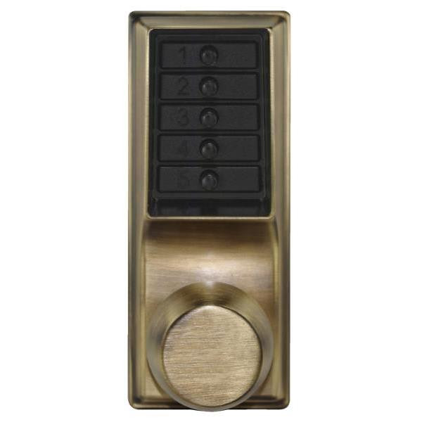 Dormakaba Cylindrical Knob Lock, Combination Entry, Passage, Antique Brass