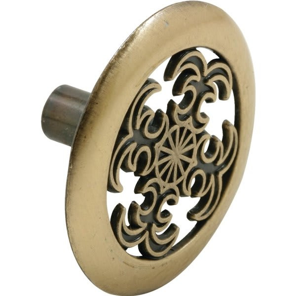 4 In. Round Filigree Cabinet Knob (Brass) (5-Pack)