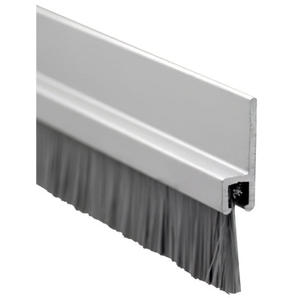 Pemko Clear Aluminum Brush Seal Meeting Stile With Gray Brush Insert 4'