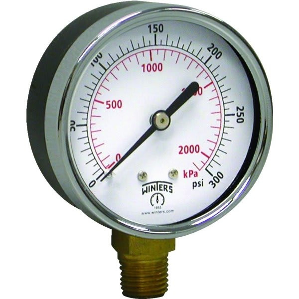 Winters 2-1/2" Dial 0-100 Psi Pressure Gauge With Bottom Mount