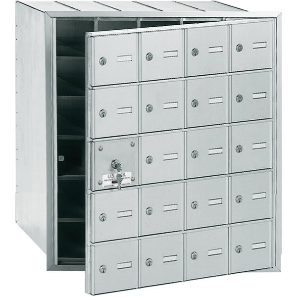 Salsbury Industries Horizontal Mailbox, 20 Doors, Aluminum Finish