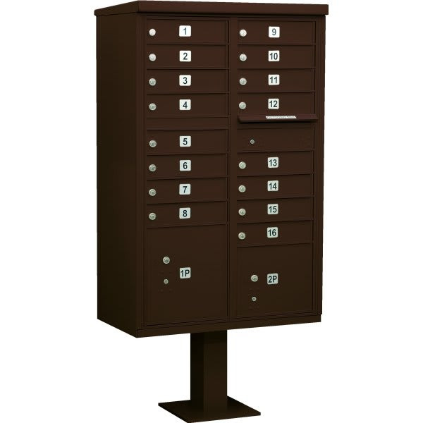 Salsbury Industries Cluster Mailbox, 16 Boxes, Bronze