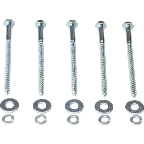 Lag Screw Set, Hex Head, 1/4" X 4", Package Of 5