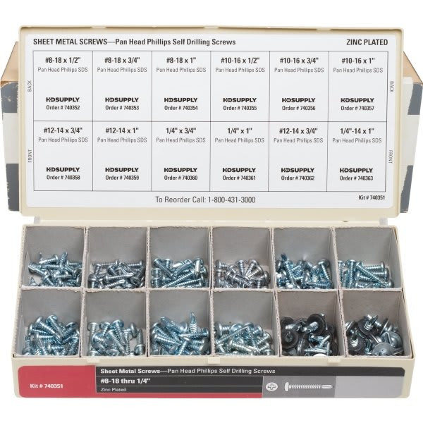 Wellsco Phillips Pan Head Self-Drilling Screw Assortment Kit