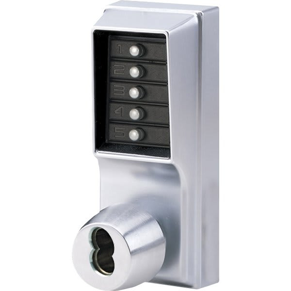 Dormakaba Cylindrical Knob Lock, Combination Entry, Less Core, Satin Chrome