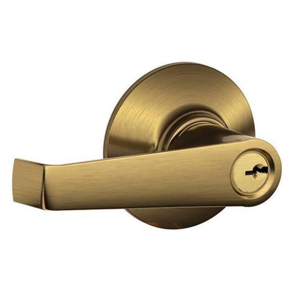 Schlage Elan F Series Lever, Storeroom, Grade Aaa, Antique Brass