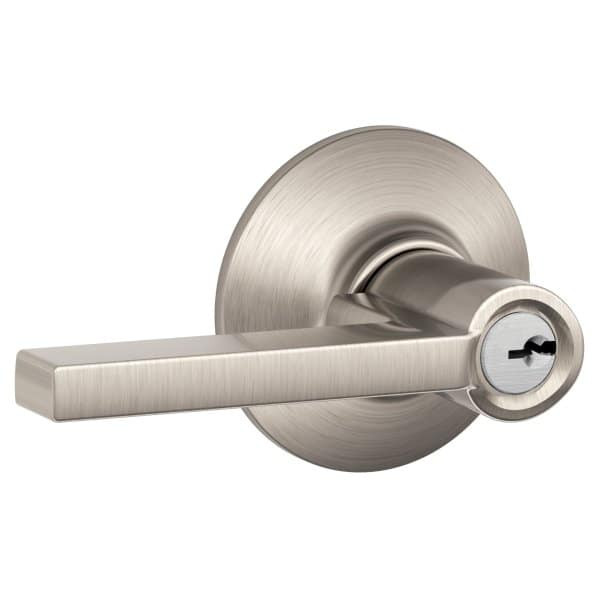 Schlage Latitude F Series Lever, Storeroom, Grade Aaa, Satin Nickel