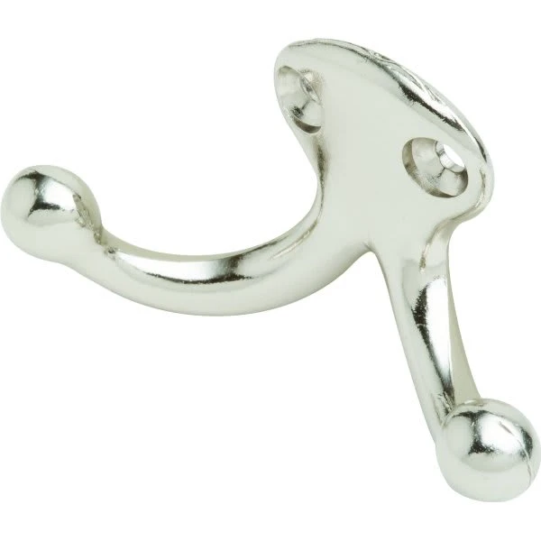 4.1 In Cast Aluminum Wardrobe Hook (2-Pack) (Bright Nickel)