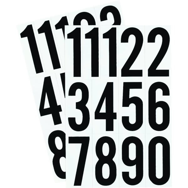 Hy-Ko 3" Black On White Vinyl Numbers,  Self-Adhesive, 26 Pieces