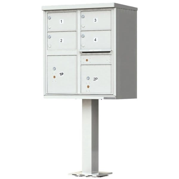 Florence Mfg Vital Cluster Box Unit 4 Large Mailboxes + 2 Parcel Lockers, Silver
