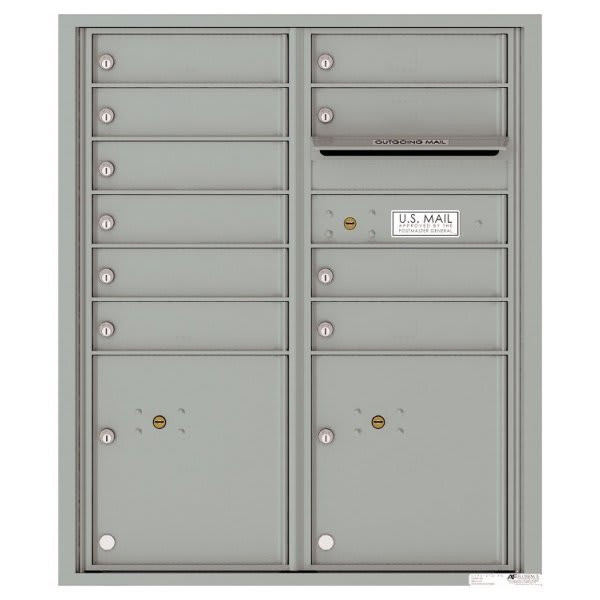 Florence Mfg Versatile Silver, Ada Max Height Suite, 10 Mailboxes 2 Parcel Lockers 1 Outgoing