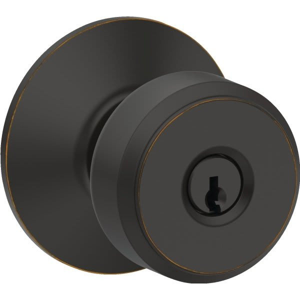 Schlage Bowery F Series Knob, Entry, Grade Aaa, Aged Bronze