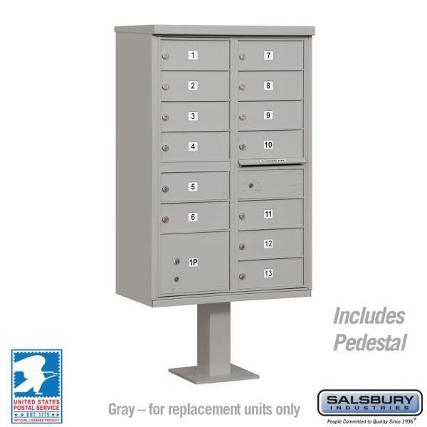Salsbury Industries Gray-Cluster Box Unit -Includes Pedestal- 13b Size Doors