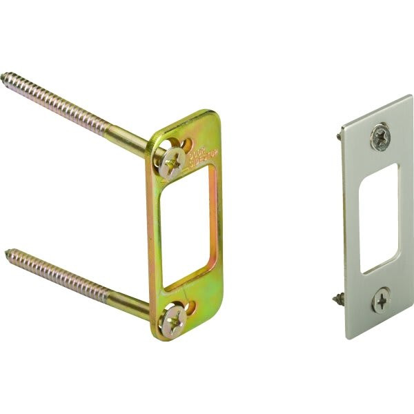 1-1/8w X 2-3/4"H Deadlock Strike Plate Nickel, Package Of 2 Pairs