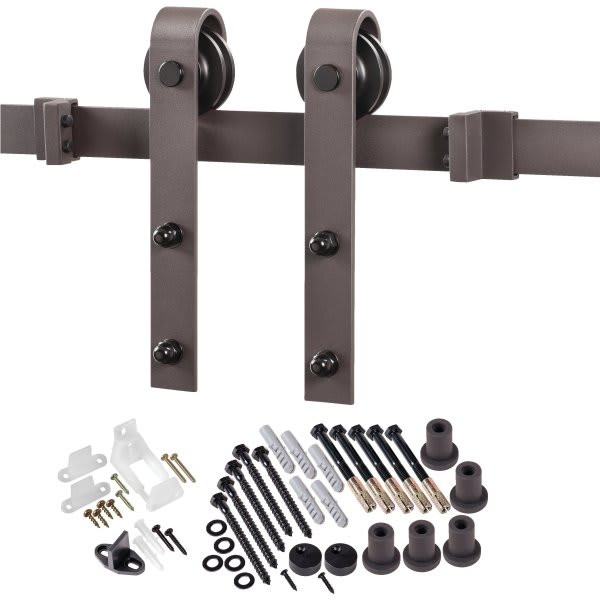 Renin Decorative Sliding Barn Door Hardware - Bronze Bent Strap