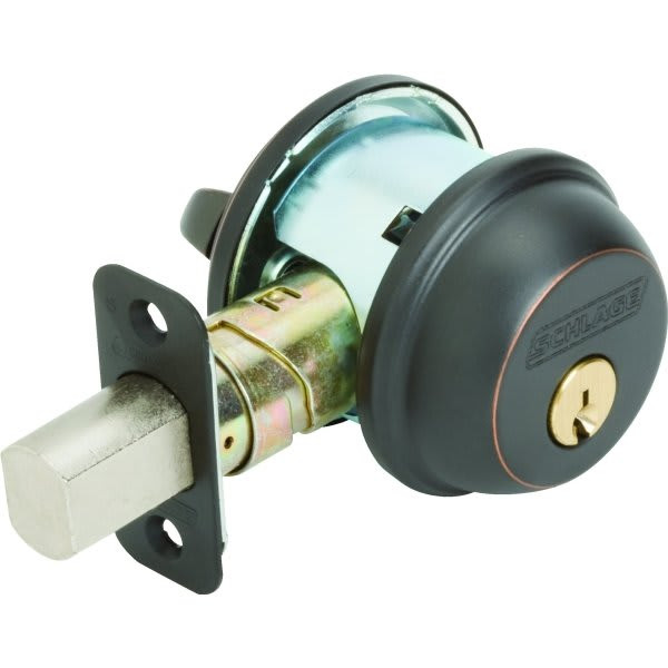 Schlage B Series Heavy Duty Single Cylinder Deadbolt (Aged Bronze)