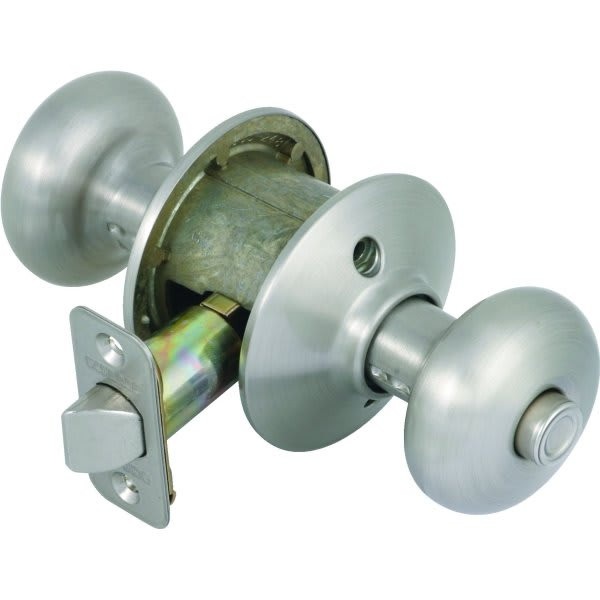 Schlage Plymouth F Series Knob, Privacy, Grade Aaa, Die Cast Zinc, Satin Chrome