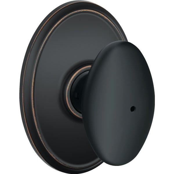 Schlage Siena F Series Knob With Wakefield Trim, Privacy, Grade Aaa, Die Cast Zinc, Aged Bronze